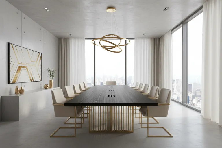 Sala de reuniones de una oficina patrimonial con luz natural